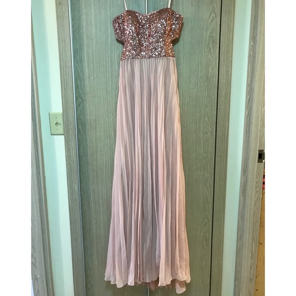 Aqua Dress - Pink Sequin/Pleated Cut Out Back - Picture 2 of 7